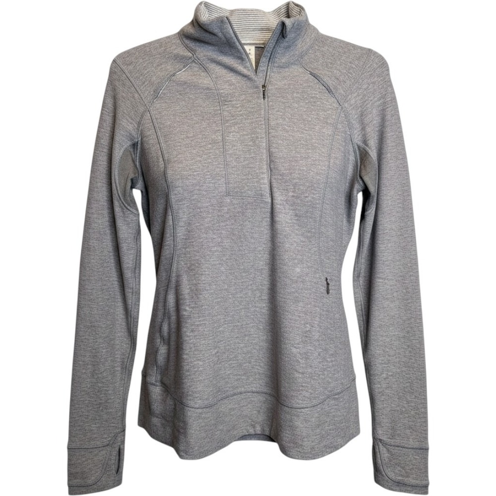Lululemon‎ Think Fast Quarter Zip Pullover Womens 10 Gray Heathered Thumbholes